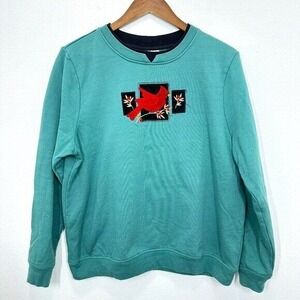 Breckinridge Women's Top Sweatshirt Christmas Cardinal Grannycore Cottagecore L